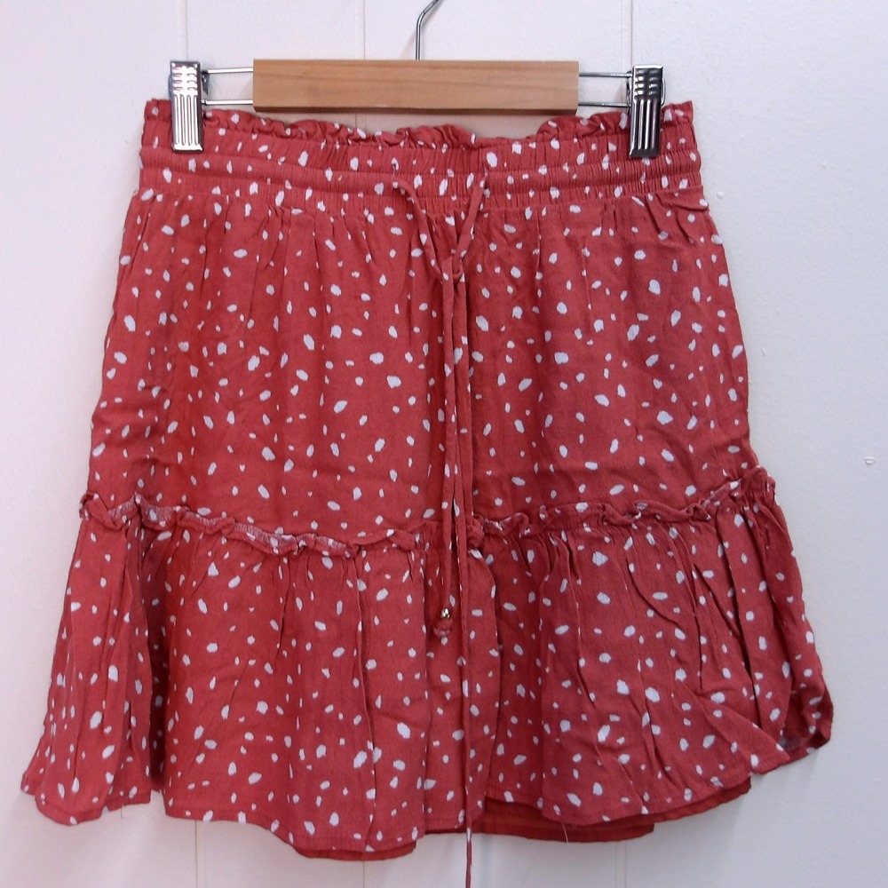 Tiered Mini Skirt White Dot Print Elastic Waist Summer Casual Cute Women S #8015 - Picture 2 of 5